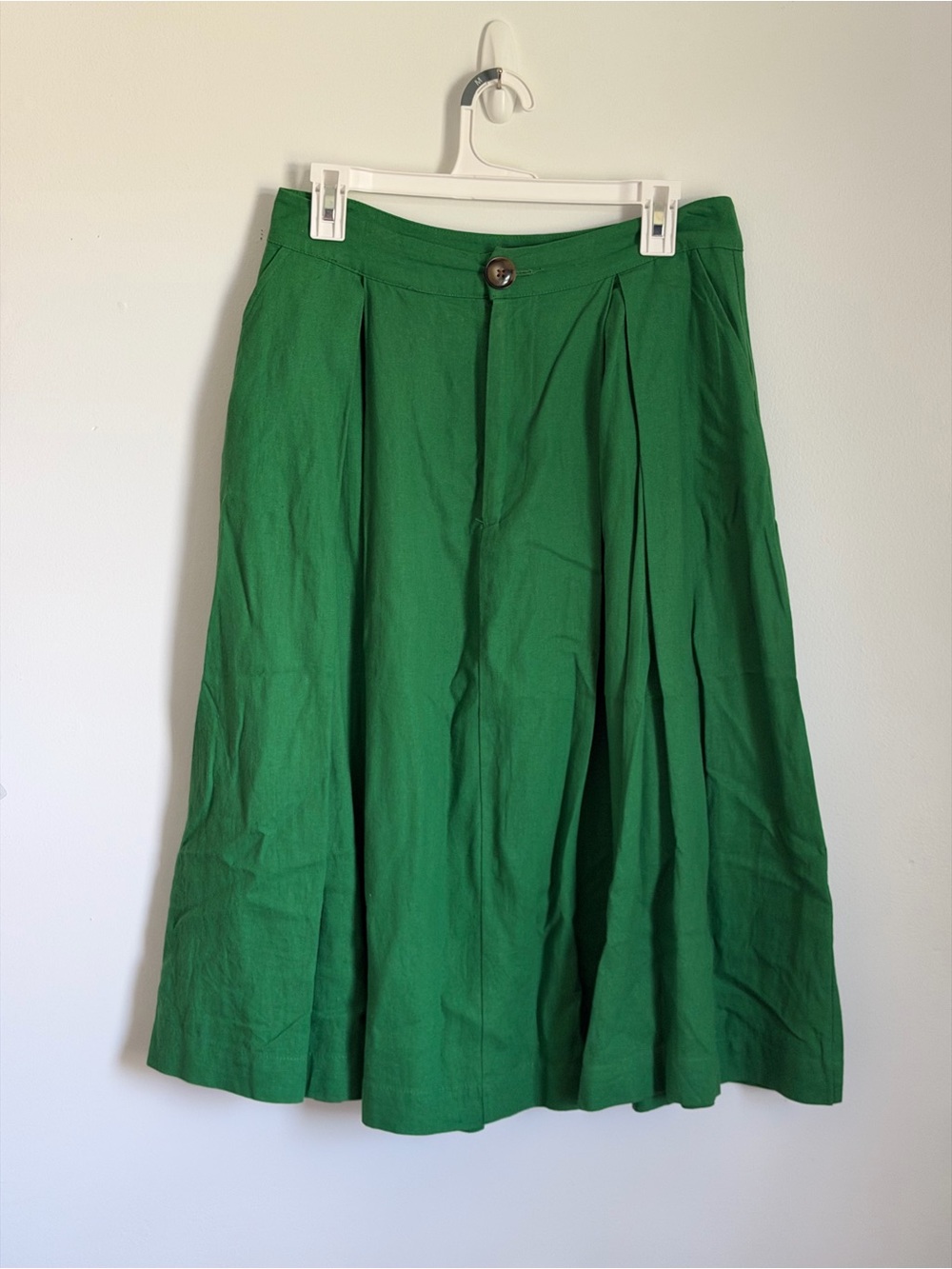 Who What Wear Emerald Green A-Line Pleated Midi Skirt